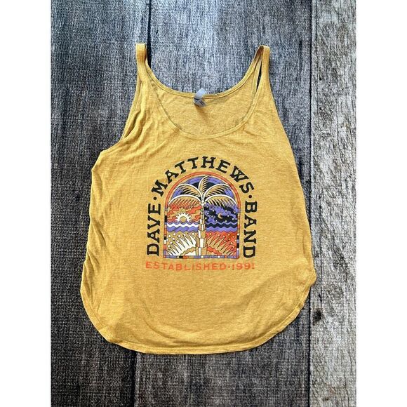 Dave Matthews Band Palm Tree Yellow  Tank Top Size Large - Picture 1 of 9